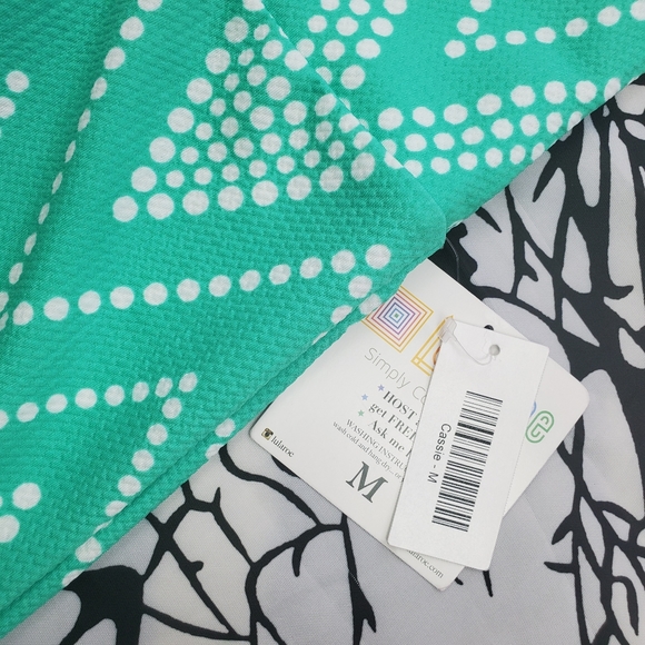 4/$25 LuLaRoe Cassie Skirt Teal & White Chevron M - Picture 5 of 7